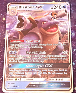Pokemon Blastoise GX Ultra Rare 35/214 Sun Moon Unbroken Bonds Holo NM Card - Image 1
