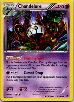 Chandelure Cosmos Holo Rare Pokemon TCG Card 43/119 XY Phantom Forces Exclusive - Image 1