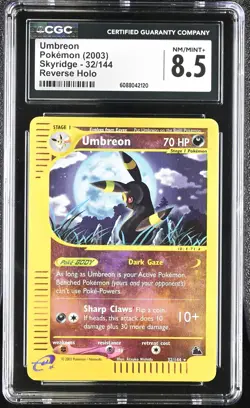 CGC 8.5 Umbreon 2003 Skyridge 32/144 Reverse Holo Pokemon Card - Image 1