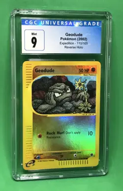 CGC 9 MINT Geodude 2002 Expedition 110/165 Reverse Holo Pokemon Card E-reader - Image 1