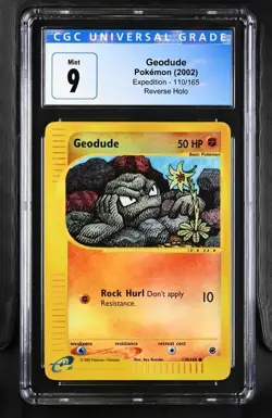 CGC 9 MINT Geodude 2002 Expedition 110/165 Reverse Holo Pokemon Card E-reader - Image 2