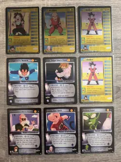 Dragon Ball Z CCG Score Card Lot Saiyan Saga Era Goku, Vegeta, Krillin, Holos - Image 1
