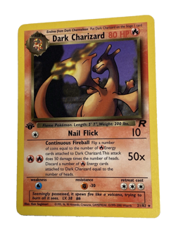 Pokemon 1st Edition Dark Charizard TCG Non-Holo Rare Card 21/82 LP Great Shape! - Image 1