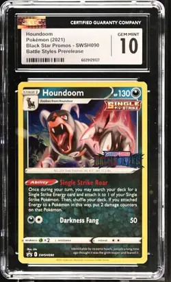 Pokemon CGC 10 Houndoom SWSH090 Holo Battle Styles Prerelease Promo Gem Mint - Image 1