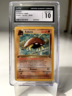 Kabuto Pokemon Card Fossil 1st Edition Graded 10 CGC 1999 DE - Image 1