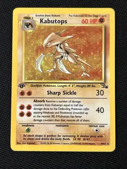 Kabutops 9/62 1st Edition Fossil Holo Very Nice Card Never Played (MINT) - Image 1