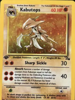 Kabutops 9/62 1st Edition Fossil Holo Very Nice Card Never Played (MINT) - Image 2