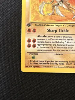 Kabutops 9/62 1st Edition Fossil Holo Very Nice Card Never Played (MINT) - Image 5