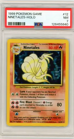 Pokemon Ninetales Base Set Holo Rare Card 12/102 PSA 7 Near Mint! - Image 1