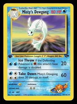 Misty's Dewgong 54/132 1st Edition Gym Challenge Pokemon Card - Image 1
