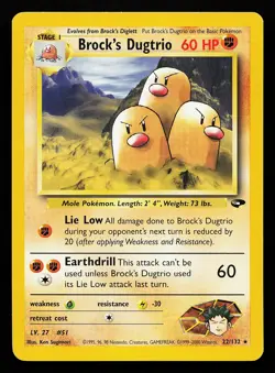 Brock's Dugtrio 22/132 Rare Gym Challenge Pokemon Card - Image 1
