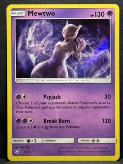 Pokemon Mewtwo Holo Rare TCG Card 12/18 Detective Pikachu MP - Image 1