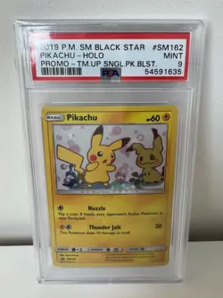 2019 Pokemon TCG Cards Pikachu SM162 Black Star Promo Holo PSA 9 MINT - Image 1