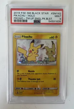 2019 Pokemon TCG Cards Pikachu SM162 Black Star Promo Holo PSA 9 MINT - Image 3