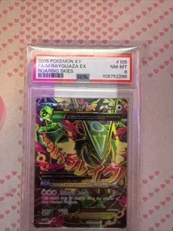 Pokemon M Rayquaza EX Holo Ultra Rare TCG Card Roaring Skies 105/108 PSA 8 - Image 1
