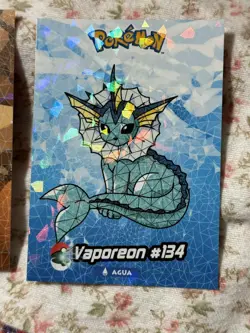 2025 POKEMON STAINED GLASS Crystal Card Kanto Peru Foil # 134 Vaporeon new - Image 1