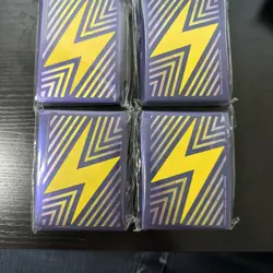 4 x 65 Ct Surging Sparks ETB Lightning Bolt Card Sleeves Sealed Pokemon - Image 1