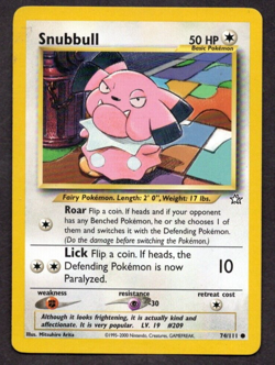 Pokemon TCG Card 2000 Neo Genesis Snubbull 74/111 MP - Image 1