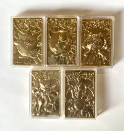Set Of 5 23K Gold Plated Pokemon Card Vtg 1999 Burger King - Image 1