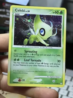 Celebi 7/123 Mysterious Treasures 2007 Holo Rare SWIRL Pokemon Card TCG - Image 4