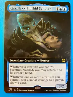 MTG 1x EXTENDED ART Grazilaxx, Illithid Scholar # 367 Adventures in Magic x1 NM - Image 1