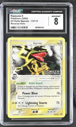 CGC 8 Rayquaza 2005 EX Delta Species 13/113 Reverse Holo STAMPED Pokemon Card - Image 1