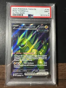 2024 POKEMON TWM EN-TWILIGHT MASQUERADE ULTRA RARE #196 IRON THORNS EX PSA 9 - Image 1