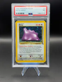 1999 POKEMON FOSSIL #3 DITTO-HOLO PSA 7 - Image 1