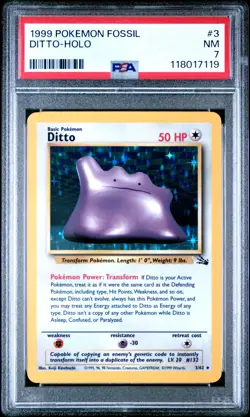 1999 POKEMON FOSSIL #3 DITTO-HOLO PSA 7 - Image 3