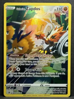 Pokemon Galarian Zapdos TCG SWSH283 Crown Zenith Black Star Promo NM - Image 1