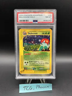 Pokemon Bellossom Holo Swirl Aquapolis H5/H32 PSA 8 NM-MT Vintage - Image 1