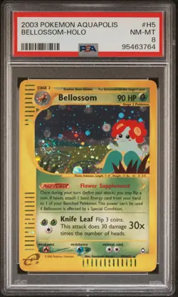 Pokemon Bellossom Holo Swirl Aquapolis H5/H32 PSA 8 NM-MT Vintage - Image 3
