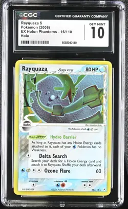 CGC 10 GEM MINT Rayquaza 2006 EX Holon Phantoms 16/110 Holo Pokemon Card - Image 1