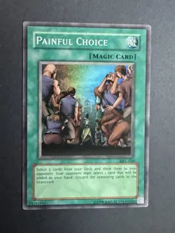 Yu-Gi-Oh TCG Painful Choice MRL-049 Unlimited Super Rare Card Played LP - Image 1