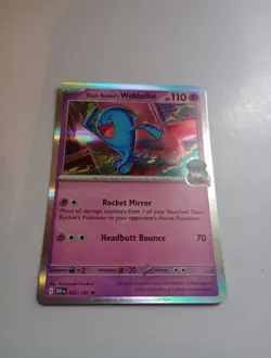 Pokemon Destined Rivals TCG Team Rockets Wobbuffet #082 Holo Trading Card - Image 1
