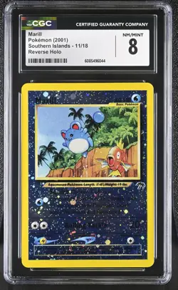 CGC 8 Marill 2001 Southern Islands 11/18 Reverse Holo SWIRL Pokemon Card - Image 1
