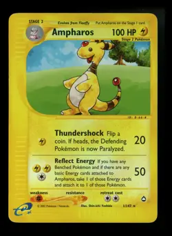 #2 Ampharos 1/147 Aquapolis 2002 Reverse Holo E-Series Vintage Pokemon Card TCG - Image 1