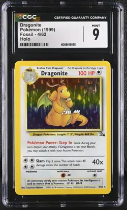 CGC 9 MINT Dragonite 1999 Fossil 4/62 Holo Pokemon Card - Image 1