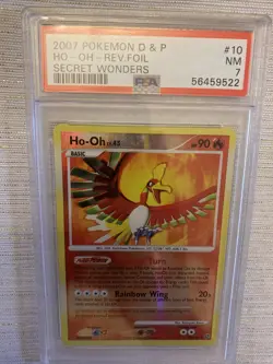 2007 Pokemon Diamond & Pearl Ho-Oh Holo Secret Wonders #10 Reverse Foil PSA 7 - Image 1