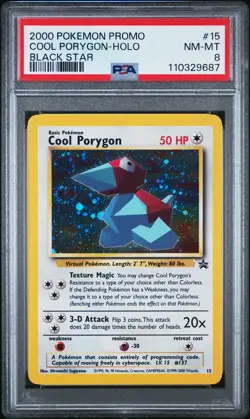 2000 POKEMON PROMO BLACK STAR #15 COOL PORYGON-HOLO PSA 8 - Image 1