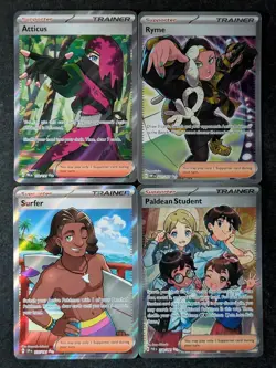 2023/2024/2025 Pokemon Assorted Lots Of 4 ATTICUS/ RYME/ SURFER/ PALDEAN STUDENT - Image 1