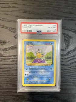 1999 Pokemon Game Base Set Unlimited # 63 Squirtle PSA 10 GEM Mint - Image 1
