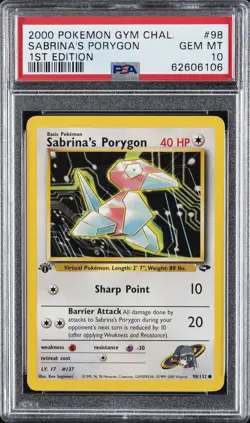 2000 POKEMON GYM CHALLENGE 1ST ED #98 SABRINA'S PORYGON PSA 10 - Image 1