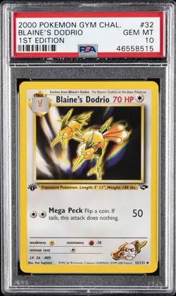 2000 POKEMON GYM CHALLENGE 1ST ED #32 BLAINE'S DODRIO PSA 10 - Image 1