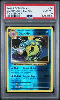 2016 POKEMON XY EVOLUTIONS #34 GYARADOS-REVERSE FOIL PSA 10 - Image 1