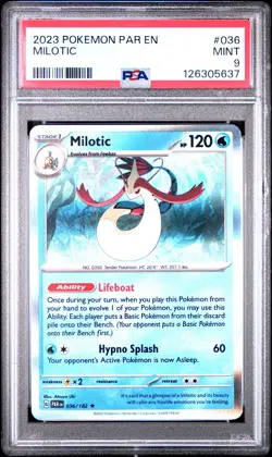 2023 POKEMON PAR EN-PARADOX RIFT #036 MILOTIC PSA 9 - Image 1