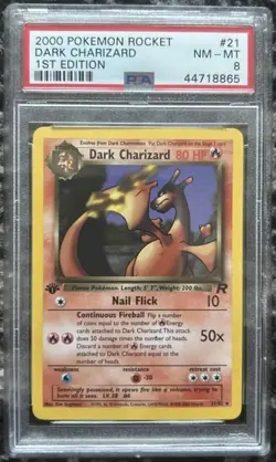2000 Pokemon TCG Rocket Dark Charizard 1st Edition WOTC Non-Holo 21/82 PSA 8 - Image 1