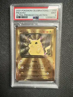2021 POKEMON CELEBRATIONS GOLD METAL PIKACHU ULTRA-PREMIUM COLLECTION #58 PSA 9 - Image 1