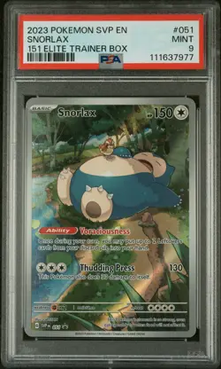 2023 POKEMON SVP EN-SV BLACK STAR PROMO 151 ELITE TRAINER BOX #051 SNORLAX PSA 9 - Image 1
