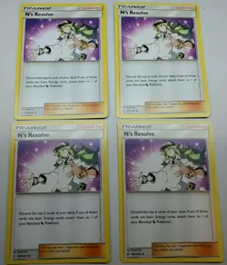 4X N's Resolve ( 200/236 ) Uncommon Cosmic Eclipse Pokemon Trainer - Image 1